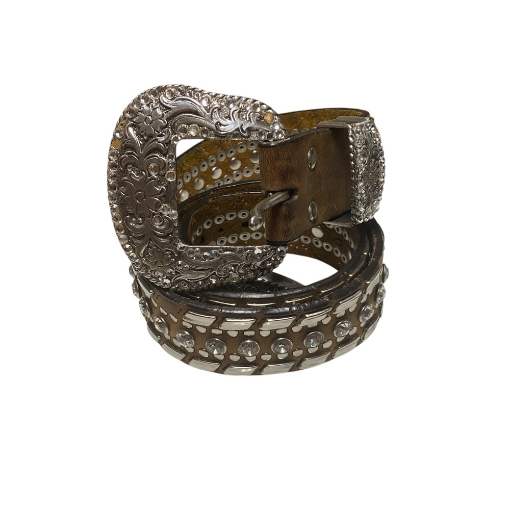 Nocona Brown and Silver Embellished Belt